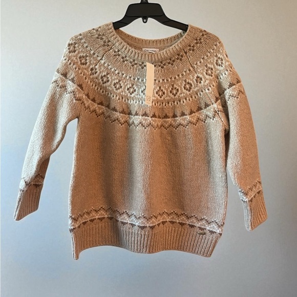 Calvin Klein Fair Isle Mock-Neck Sweater Womens XL Beige Wool
Blend Nordic Cozy - Picture 1 of 7